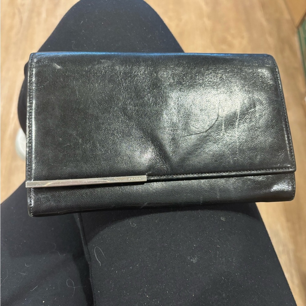 Vintage Prada Black Leather Wallet